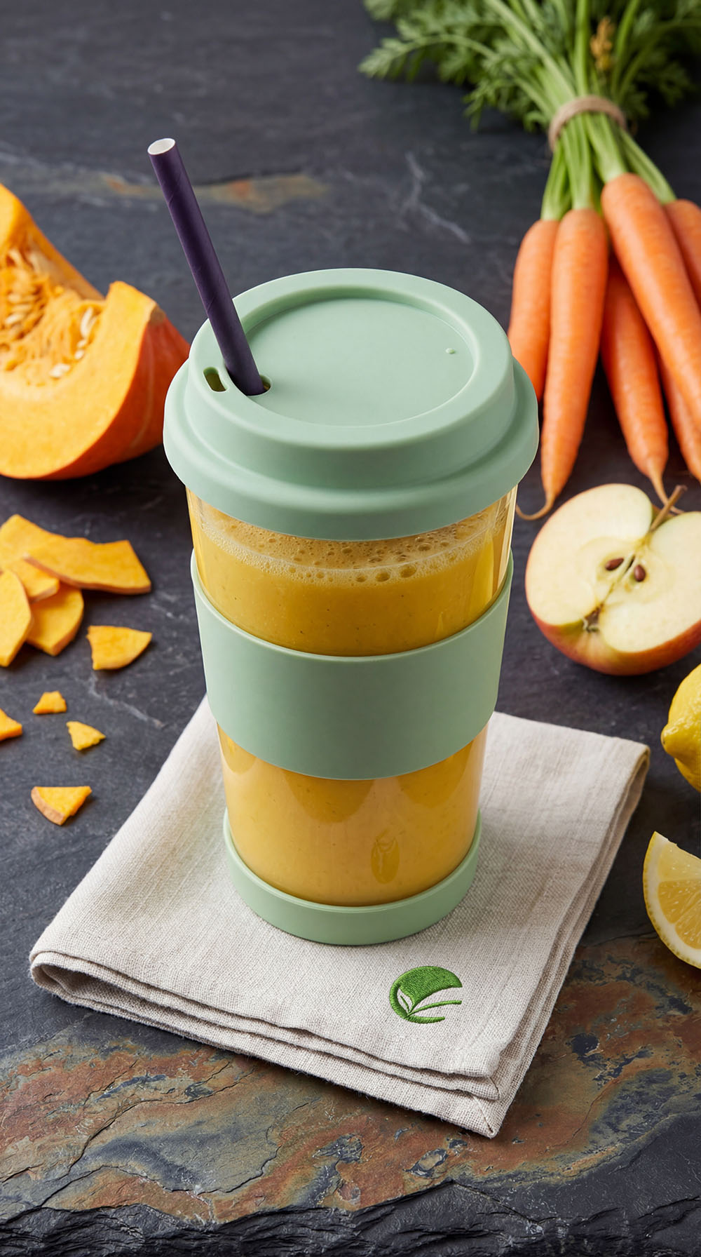 Koktajlowy mus pełen słońca – dynia, marchew i jabłko | postny koktajl