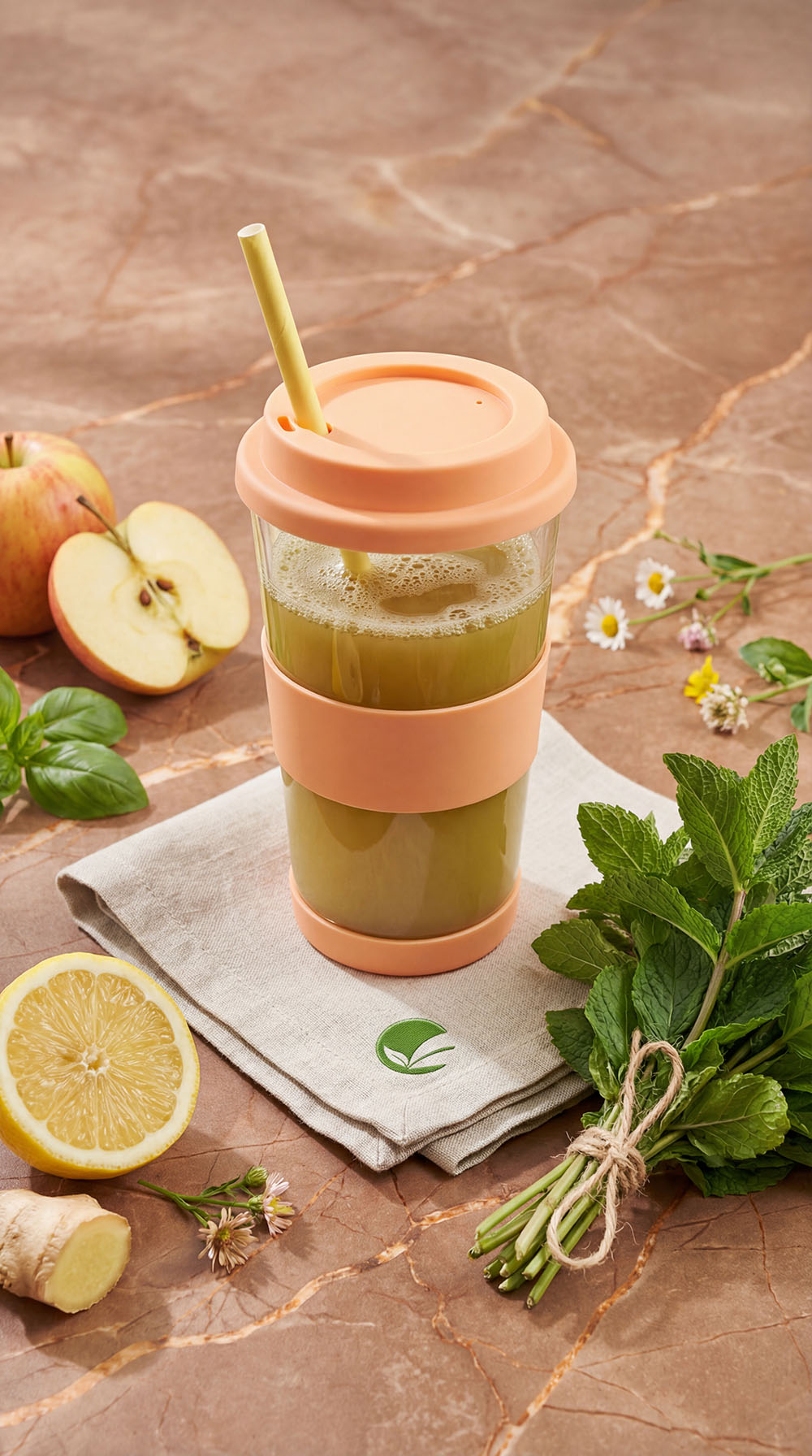 Orzeźwiający sok ziołowy z miętą, bazylią i imbirem – naturalne nawodnienie