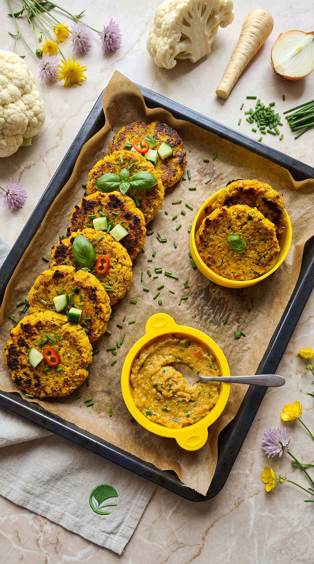 Pieczone warzywne burgery z kalafiora i curry