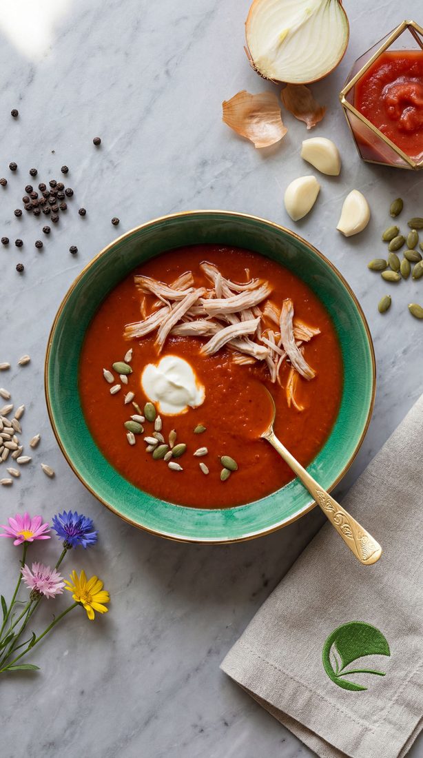 Kremowa zupa pomidorowa z indykiem – kolacja w diecie przy Hashimoto