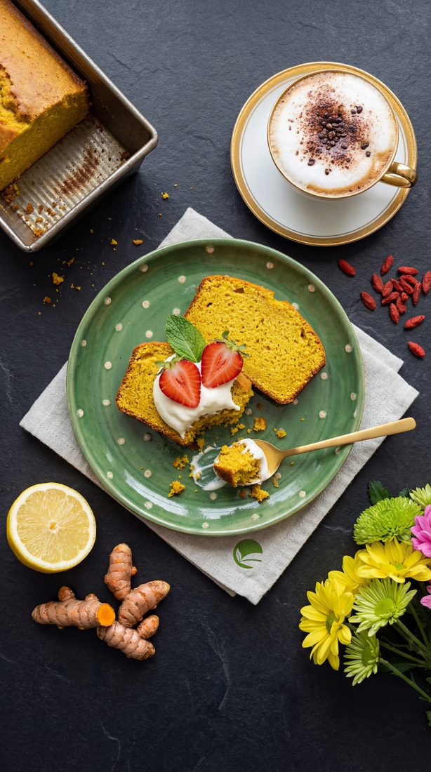Złote ciasto jogurtowe z kurkumą - podwieczorek w diecie przy Hashimoto