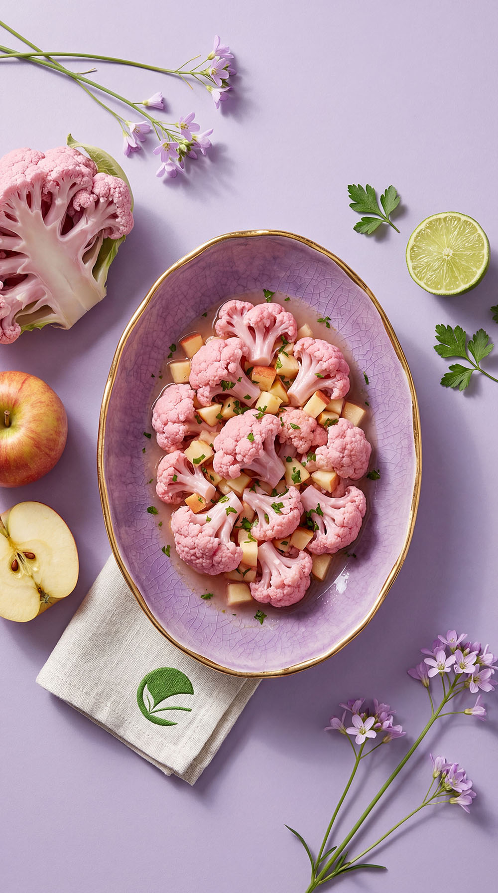 Różowe różyczki z jabłkiem i limonką – postny przepis warzywno-owocowy