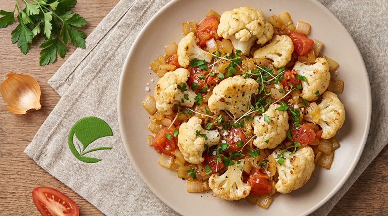 Kalafior w cebuli i pomidorach