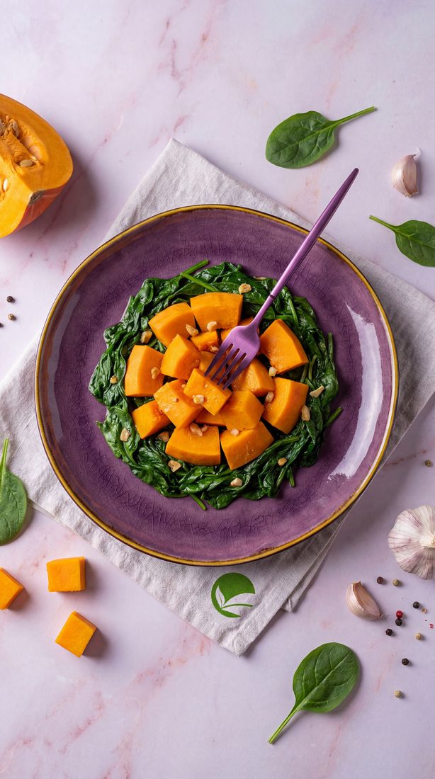 Dynia w szpinaku – postne danie warzywne bez tłuszczu