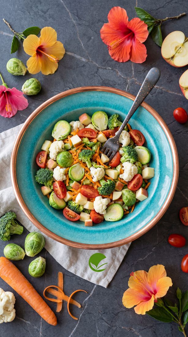 Kolorowa sałatka warzywna z brukselką – lekka postna propozycja