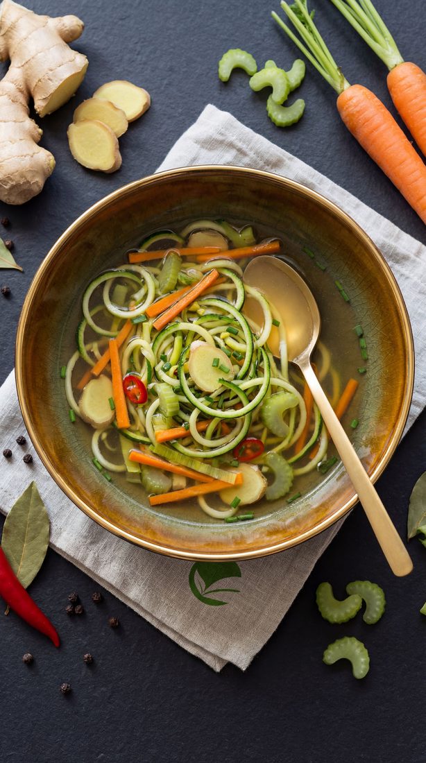 Vege ramen bez tłuszczu – postna zupa warzywna z imbirem