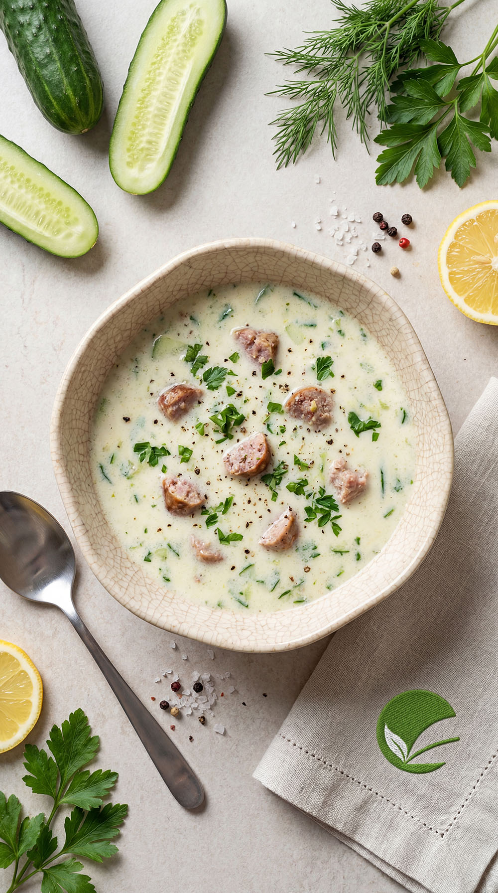 Keto zupa ogórkowa ze śmietanką i kiełbasą – szybki posiłek KETO