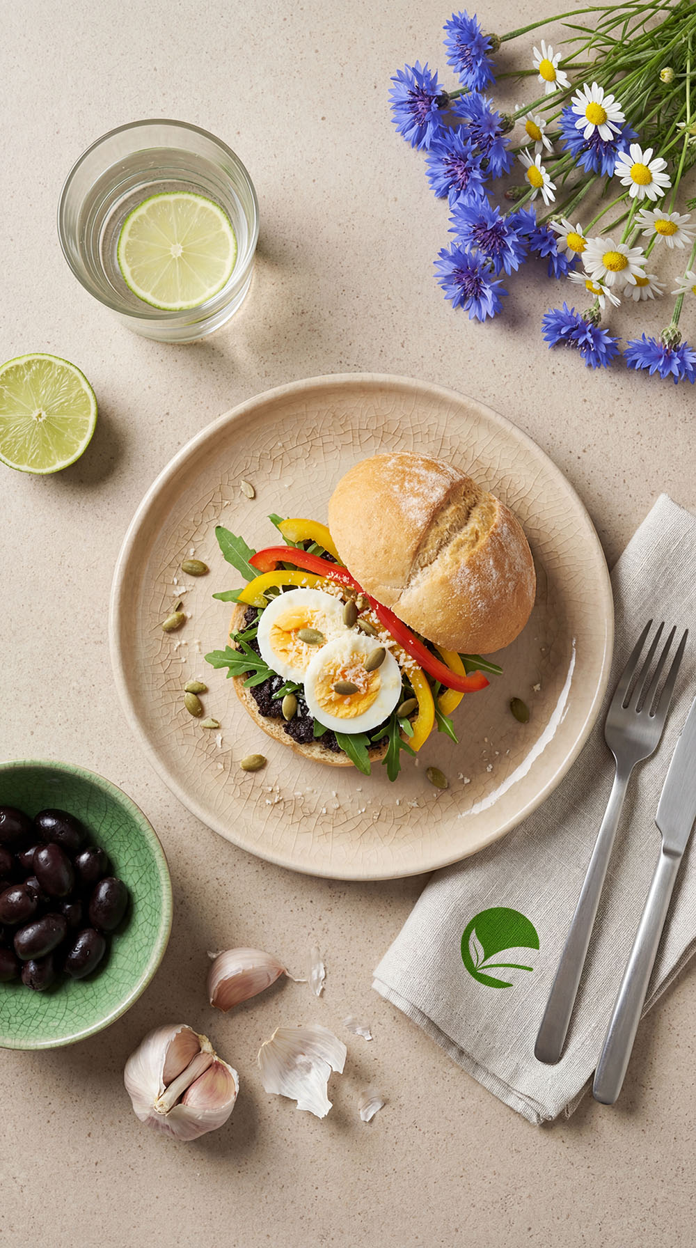 Bułeczka z pastą z czarnych oliwek i jajkiem – śniadanie w diecie przy Hashimoto