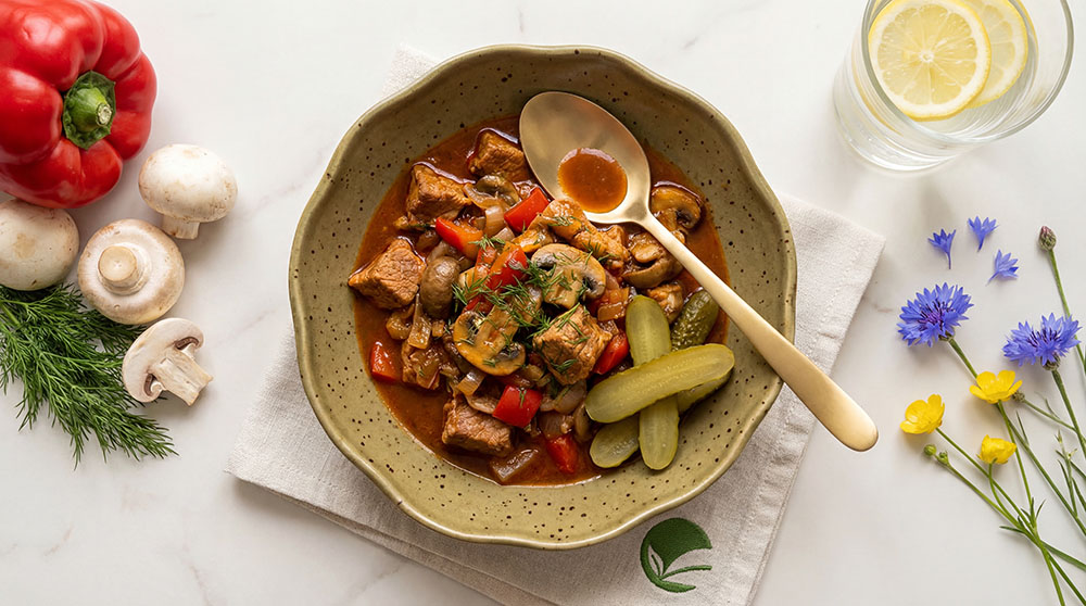 Keto gulasz z karkówki i pieczarek – sycący obiad