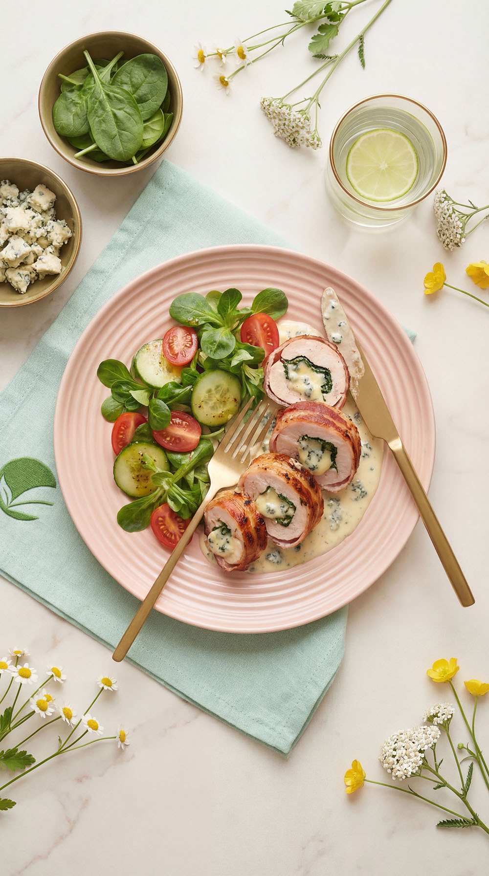 Keto roladka z kurczaka z boczkiem i lazurem – obiad low carb