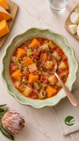 Ragout z rzepy, dyni i pora w pomidorach